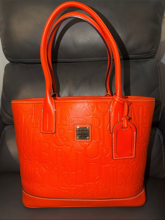 Dooney & Bourke Handbags - Dooney & Bourke Bright Orange Embossed Leather Tote